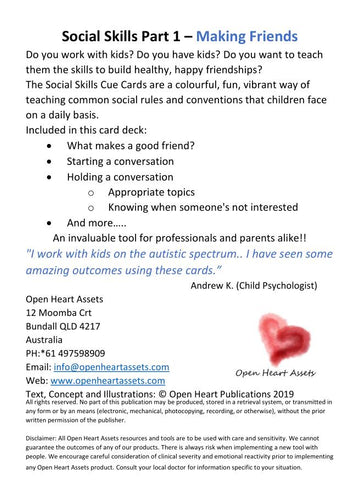 Social Skills Tool Kit Part 1 Back Cover