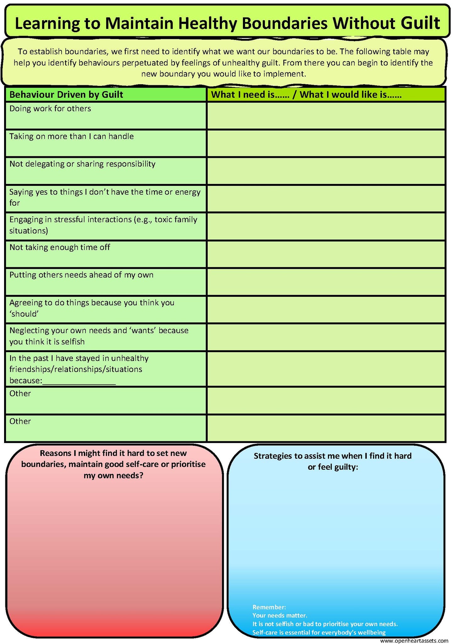 Understanding Guilt Handout Bundle - Instant PDF Download | Based on ...