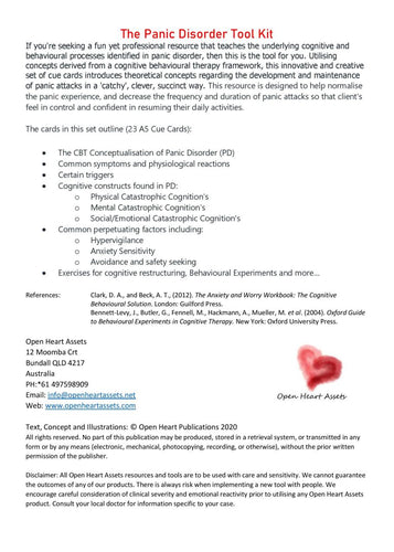 Panic Disorder Tool Kit Front Page