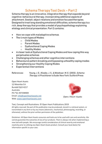 Schema Therapy Tool Kit Part 2 Page 2