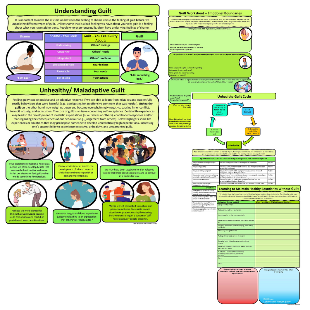 Understanding Guilt Handout Bundle - Instant PDF Download