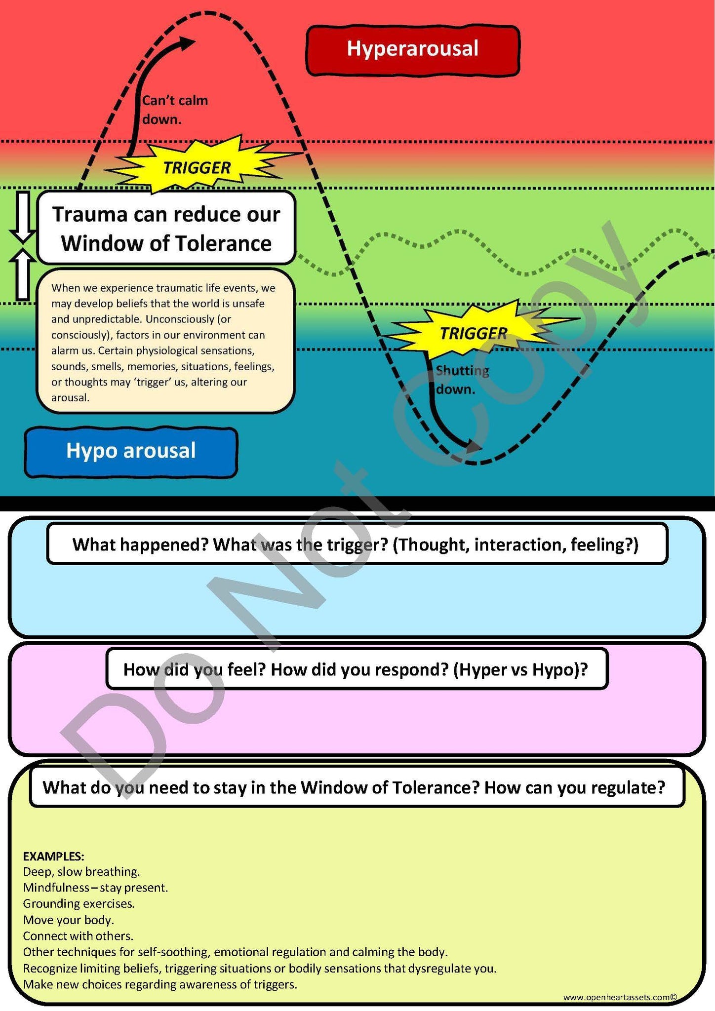 Window of Tolerance Worksheet | Based on clinically validated ...