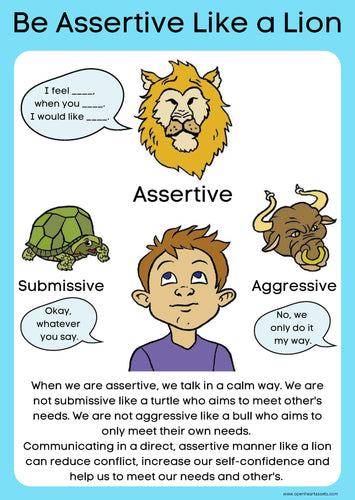 Large Mental Health Poster - Be Assertive Like a Lion