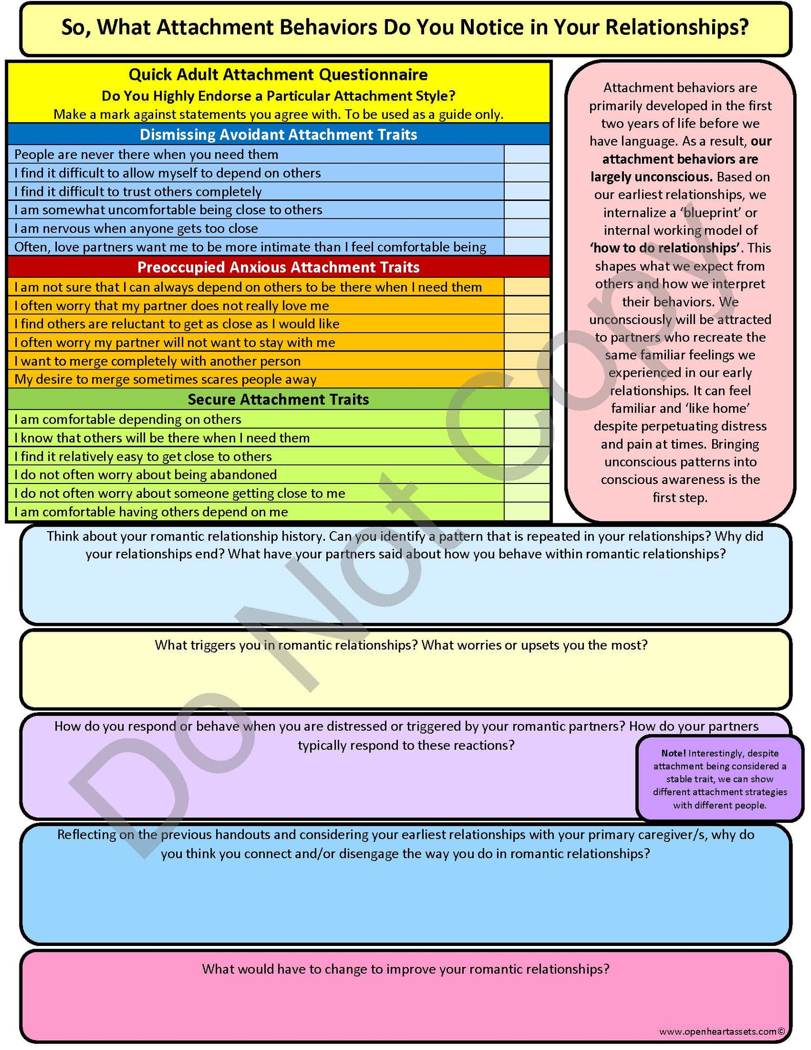 Attachment Template.pdf Attachment Theory Handouts Bundle - PDF Version | Based on clinically ...